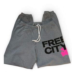 Freecity Logo Cotton Sweatpants Gray and pink size XS